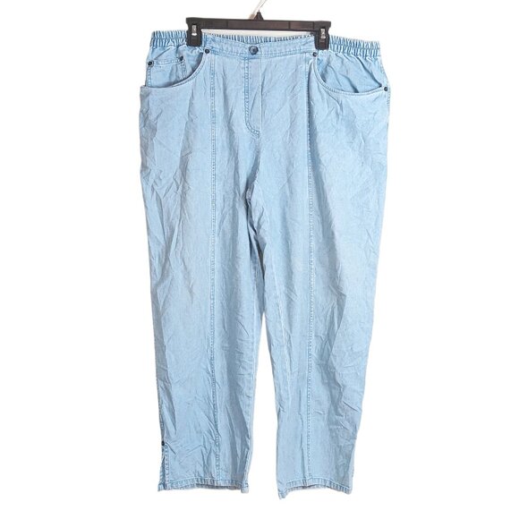 Cathy Daniels Pull On Straight Jeans Womens XL Light Wash High Rise 100% Cotton - Picture 1 of 4